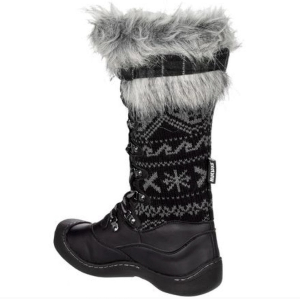 Muk Luk Gwen Snow boots Rubber Tread Lace Up Style Rain Boots Tall Winter - Picture 3 of 15